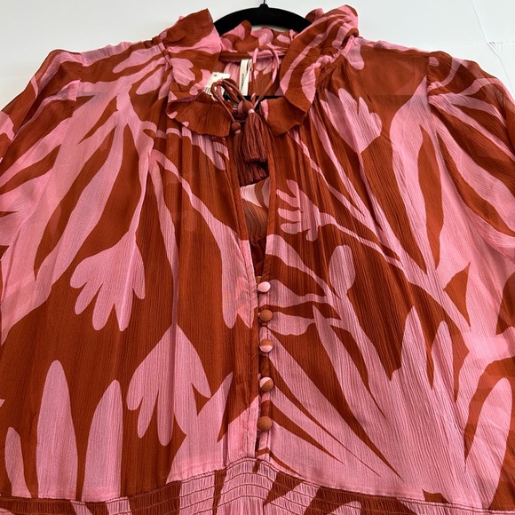 Anthropologie The Marais Printed Chiffon Maxi Dress in Medium Orange | XL | NWT - Picture 5 of 15